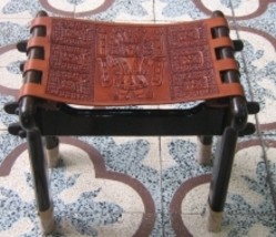 Wood chair,massive mahogany wood and leather - $125.00