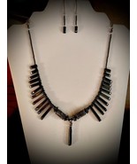 OOAK Handcrafted Hematite Tribal Style Necklace and Earrings - £19.98 GBP