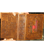 leather bound photo album,engraved with Inca signs  - $48.00