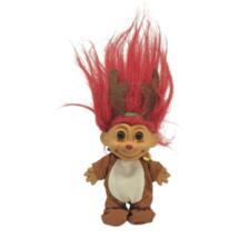 RUSS BERRIE 18449 VINTAGE CHRISTMAS REINDEER TROLL OUTFIT SMALL TOY RED ... - $13.30