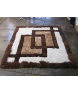 Peruvian Alpaca fur rug with geometric design, 80 x 60 cm - £102.55 GBP