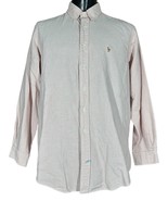 Ralph Lauren Button Down Shirt Red Stripe Cotton Flesh Pony Preppy 17-34... - $34.64