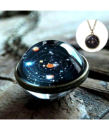 Solar System Necklace Pendant Planet Galaxy Milky Way Double Sided Glass... - $231.52 MXN