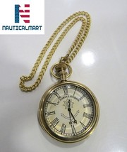 Pocket Watch Nautical Shiny Brass Maritime with Key Chain Hand Made Desi... - £35.14 GBP