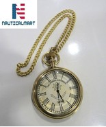Pocket Watch Nautical Shiny Brass Maritime with Key Chain Hand Made Desi... - $850.32 MXN