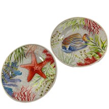 Better Homes & Gardens Set of 2 Melamine 8.5" Plates Starfish Fish Ocean Beach - $24.75