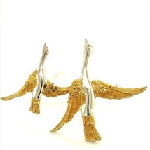 Vintage Sterling Signed 925 Double Flying Geese Duck with Gold Accent Brooch Pin - £35.61 GBP