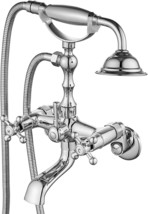 Aolemi Polish Chrome Clawfoot Faucet Wall Mount Tub Filler Bathroom Mixer Shower - £100.70 GBP