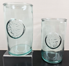 2 Vidrios San Miguel Authentic Recycled Tumblers Set Green Tint Embossed Glasses - £23.30 GBP