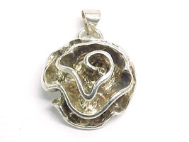 STERLING Silver ROSE PENDANT with raised petals - Vintage - FREE SHIPPING - £41.79 GBP