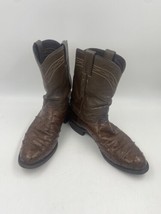 Justin Ostrich Boots Men’s Size 9 D Full Quill Ostrich Dark Brown Boot 3105  - £113.59 GBP