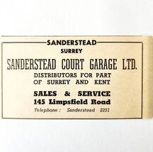 1954 Sanderstead Court Garage Sales &amp; Service Advertisement Automobilia ... - $366.69 MXN
