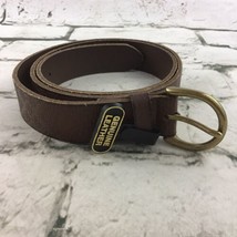 Womens Sz M Belt Brown Genuine Leather Textured Surface Gold-Tone Buckle... - £7.89 GBP