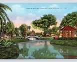 Lago IN Metarie Cimitero Nuovo Orleans Louisiana Unp Lino Cartolina Q2 - $3.84