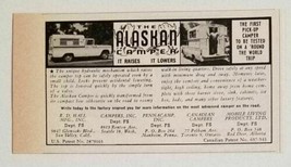 1963 Print Ad The Alaskan Camper It Raises It Lowers Pickup Camper  - £6.76 GBP
