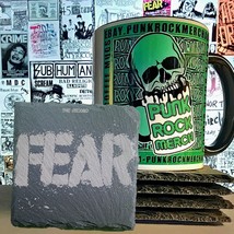 FEAR The Record Laser Engraved  Slate Coaster 4&quot;x4&quot; Punk Rock - £9.44 GBP