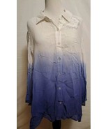 Chicos Purple White Ombre Bell Sleeve Button Up Top Blouse Shirt Size 2/... - €11,25 EUR