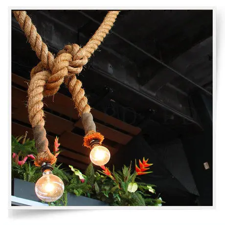 Creative personality Rope pendant lights + Black ceiling plate vintage restauran - £136.69 GBP