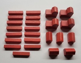 Settlers of Catan Replacement Set of 23 Red Wooden Cities, Roads &amp; Settlement - £7.78 GBP