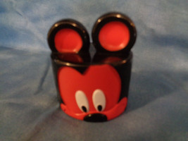 Walt Disney Mickey Mouse Hard Plastic Toy Oval Shape Red Face Head 2 1/4&quot; - £0.88 GBP