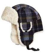 Brooks Brothers Men&#39;s Wool Plaid and Shearling Trapper, Blue Multi, S, 8... - $126.58 CAD