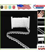 High-Quality 5yd Crocheted Lace Trim with Scallop Edge - Ideal for Brida... - $21.25 CAD