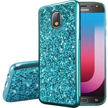 Samsung J7 2018 Sparkle Glitter Bling Fused Hybrid Case BLUE - $5.86