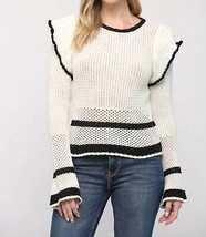 Fate ruffle shoulder detail sweater in Black &amp; White - size S - $51.48