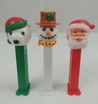 Vtg Lot of 3 Christmas Pez Dispensers Santa ,Polar Bear,&amp; Snowman In Hat &amp; Scarf - £6.97 GBP