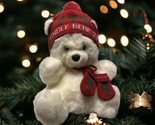 VTG Jingle Bear Jr Christmas White TEDDY Bear Hat Scarf Gloves Puppet Pl... - £19.55 GBP