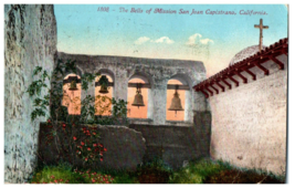 No. 1808 Bells of Mission San Juan Capistrano, CA Mitchell Postcard. Posted 1915 - £9.93 GBP