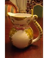 Kitty Pitcher/creamer made in Italy, 6&quot; HAND MADE WHITE YELLOW BEIGE - €39,14 EUR