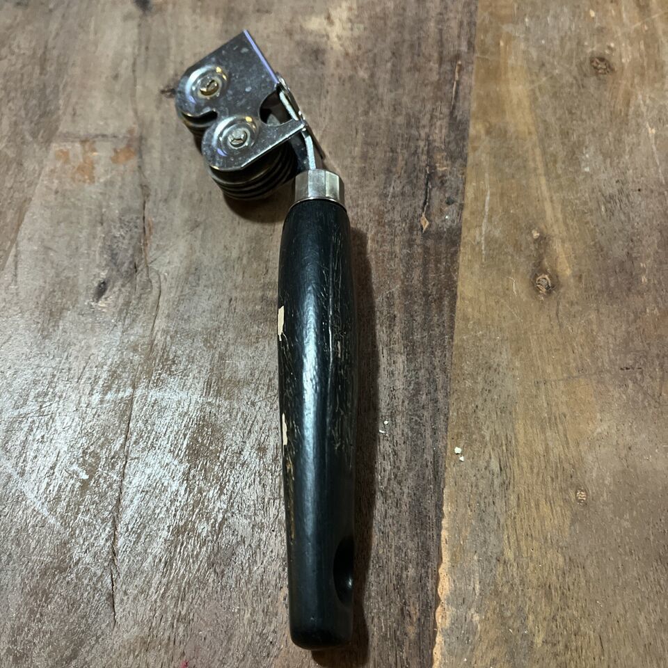 Vintage Ecko Pull Through Chromium Plated Knife Sharpener with Black Handle - $11.30