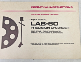 REALISTIC LAB-60 Precision Changer Turntable Original Instruction Manual 42-2951 - $14.54