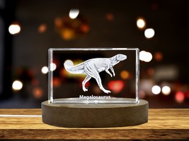 LED Base included | Megalosaurus Dinosaur 3D Engraved Crystal 3D Engraved - £31.59 GBP+