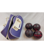 Lot Of 4 Vintage Brunswick Candlepin Bowling Balls In Carry Bag Red Blac... - $69.29