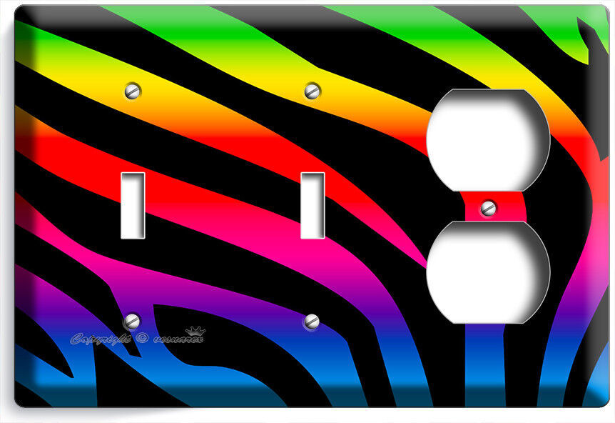 RAINBOW ZEBRA STRIPES ANIMAL PRINT LIGHT SWITCH OUTLET WALL PLATE HOME ART DECOR Item image 8