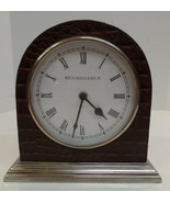Renaissance Croc Leather Bound Shelf Mantel Clock w/Silver Base  9&quot; X 8&quot;  - £19.46 GBP