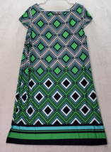 Jessica Howard Shift Dress Womens 2XL Blue Green Geo Print Cap Sleeve Ro... - £20.32 GBP