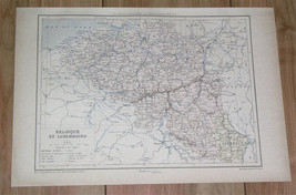 1887 Original Antique Map Of Belgium / Luxembourg - £13.66 GBP