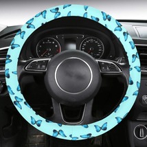 Blue Butterfly Car Steering Wheel Cover with Anti-Slip Insert - £23.89 GBP