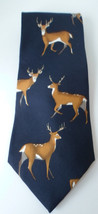 Mens Deer Neck Tie Field &amp; Stream 100% Silk Made in USA Blue Deer Buck Hunter - £6.92 GBP
