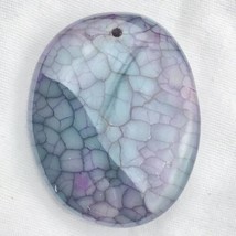 Purple Dragonfly Wing Vein Pendant Stone Rock Cut Polished Drilled Oval Blue - £7.93 GBP