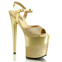 PLEASER Shoes Sexy Gold Glitter Platform Exotic Dancer 8&quot; High Stripper Heels - £52.71 GBP