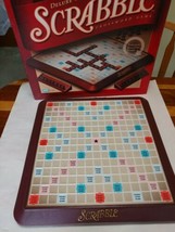 Scrabble Deluxe Edition Turntable Board Game 2001 Maroon Wood Tiles Crossword  - £43.24 GBP