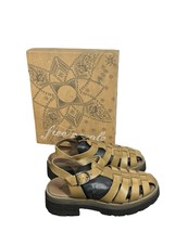 Free People Delaney Leather Buckle Fisherman Platform Sandals Khaki Sand... - $98.99