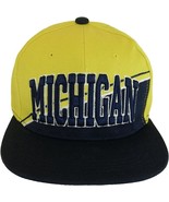 Michigan Diagonal Split Color Font Snapback Baseball Cap (Gold/Dark Blue) - $27.28 CAD
