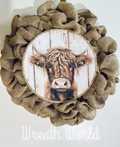 Highland Cow Wreath New Handmade - £51.50 GBP