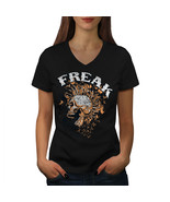 Freak Punk Rock Skull Shirt Scream USA Women V-Neck T-shirt - £10.29 GBP