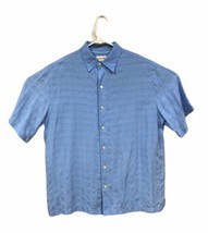Caribbean men’s linen shirt long sleeve blue Solid button Up Size large - £10.58 GBP